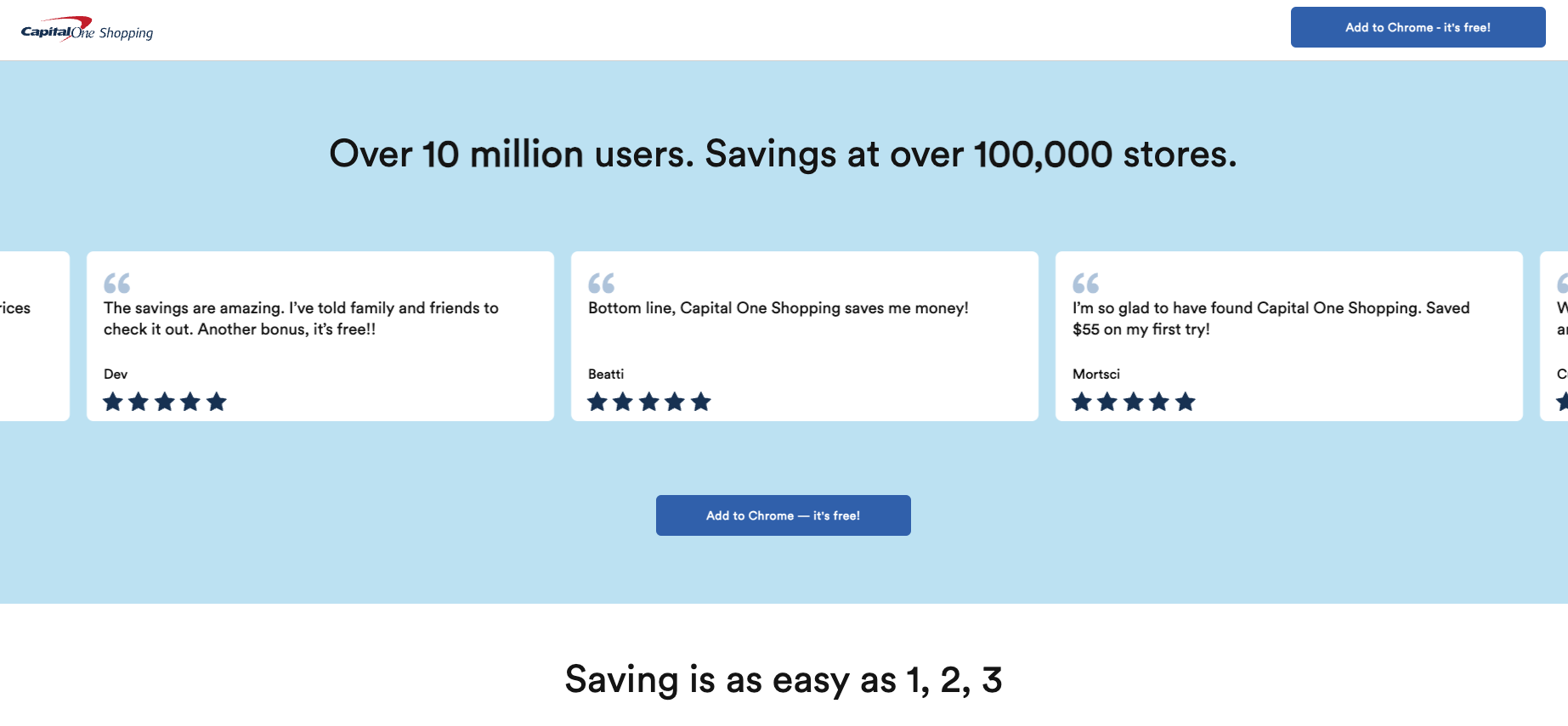 Capital shopping 100,000 stores capital one shopping screenshot