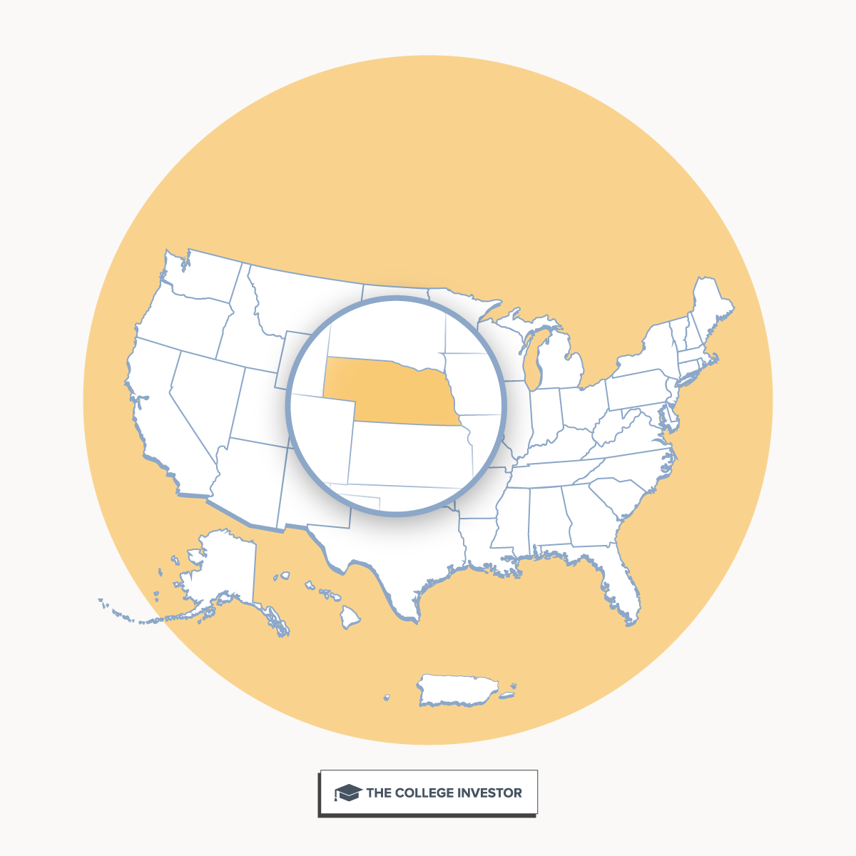 CollegeInvestor_1200x1200_Infographic_ 50 + 2 Individual State Call Outs_Nebraska Nebraska Student Loan