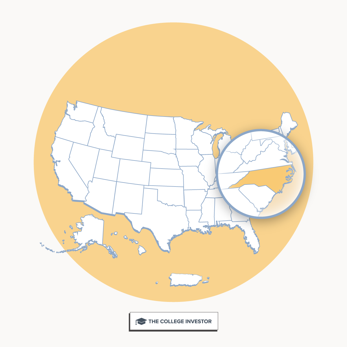 CollegeInvestor_1200x1200_Infographic_ 50 + 2 Individual State Call Outs_North Carolina North Carolina Student Loan And Financial Aid Programs