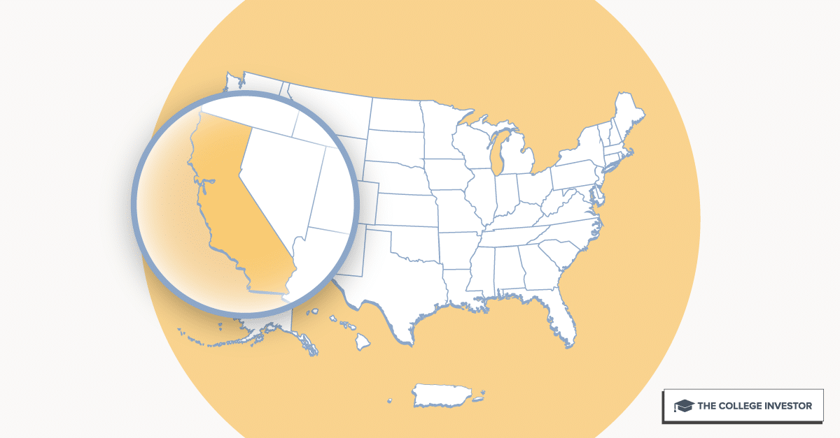 CollegeInvestor_1200x627_Infographic_ 50 + 2 Individual State Call Outs_California California Student Loans And Financial Aid Programs