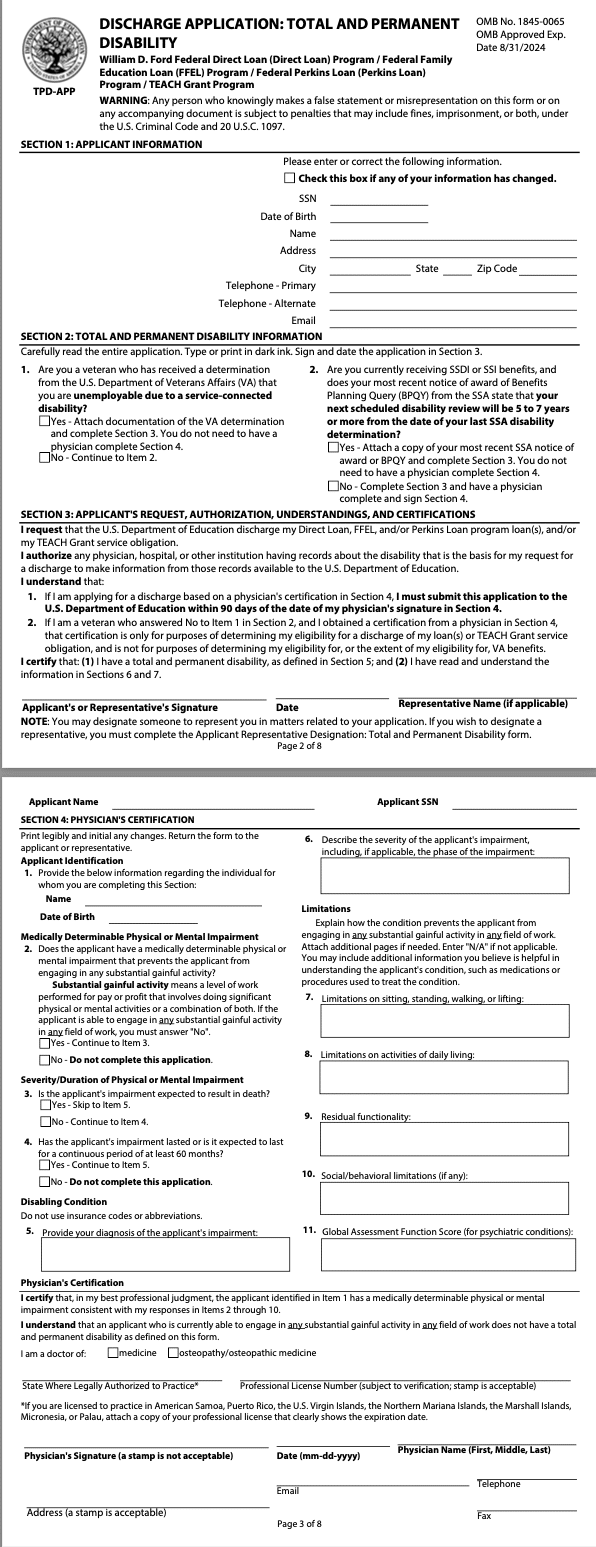 Disability Discharge Form Disability Discharge Form