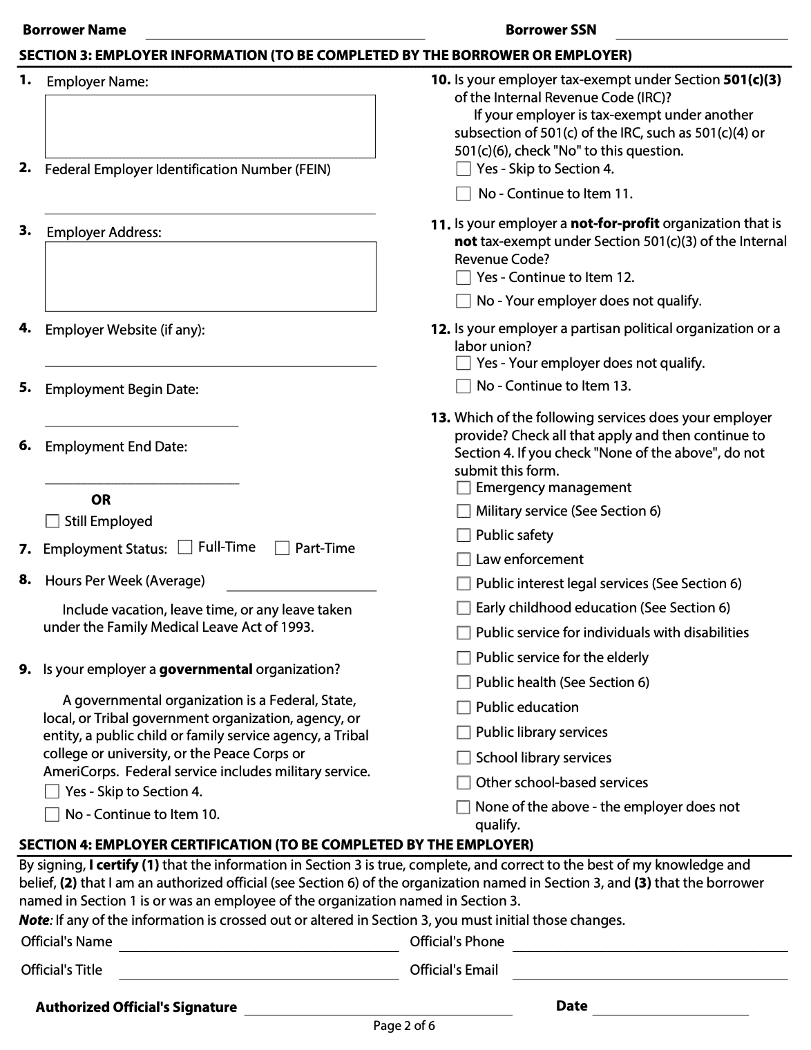 PSLF Form Page 2 PSLF Form Page 2 for 2022