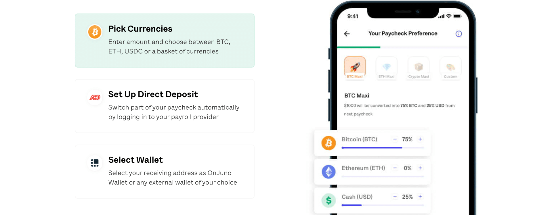 OnJuno crypto paycheck Juno crypto paycheck