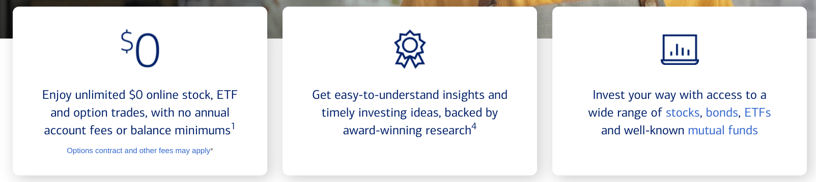 Merrill Edge commission-free trading Screenshot of Merill Edge's self-directed investing landing page