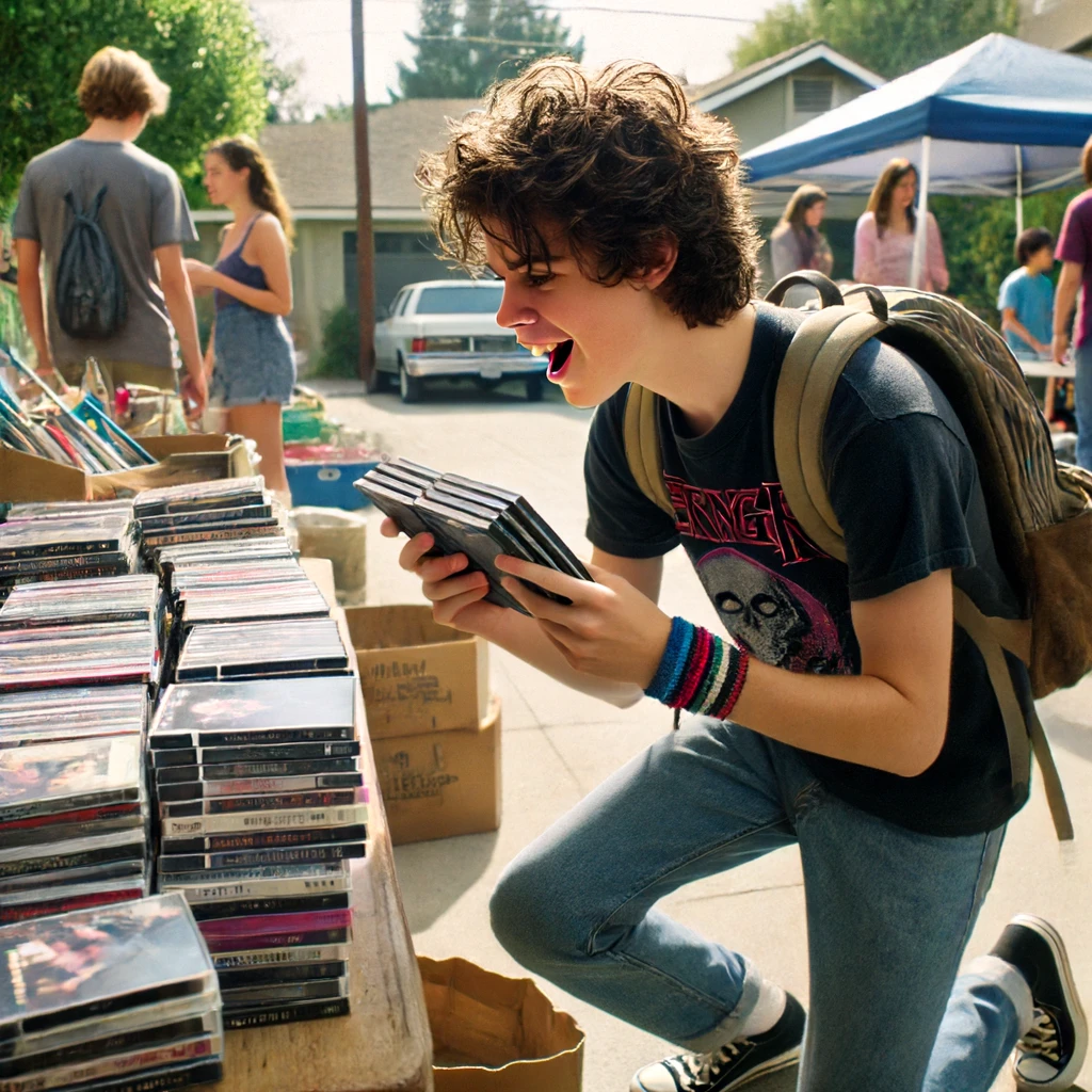 teenager at a garage sale teenager at a garage sale
